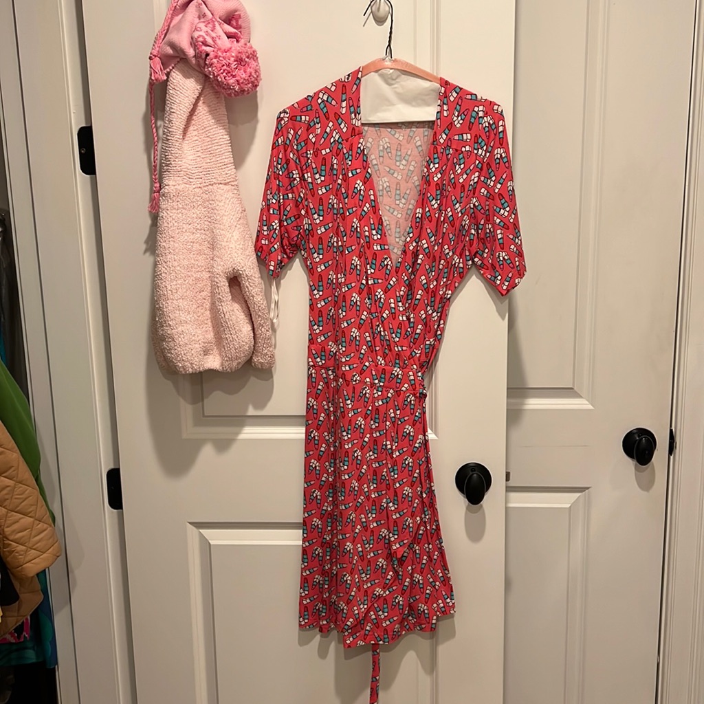 Euc Vintage Lipstick Print Lilly Pulitzer Dress Size L